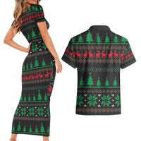 Cute Koala Couples Matching Short Sleeve Bodycon Dress and Hawaiian Shirt Koalified Christmas Addict - Wonder Print Shop