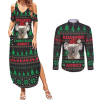 Cute Koala Couples Matching Summer Maxi Dress and Long Sleeve Button Shirt Koalified Christmas Addict - Wonder Print Shop