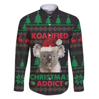 Cute Koala Family Matching Off The Shoulder Long Sleeve Dress and Hawaiian Shirt Koalified Christmas Addict - Wonder Print Shop