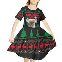 Cute Koala Kid Short Sleeve Dress Koalified Christmas Addict - Wonder Print Shop