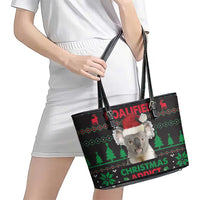 Cute Koala Leather Tote Bag Koalified Christmas Addict - Wonder Print Shop