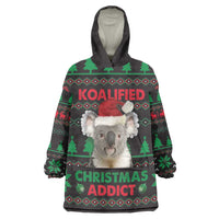 Cute Koala Wearable Blanket Hoodie Koalified Christmas Addict - Wonder Print Shop