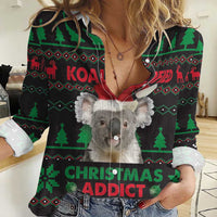 Cute Koala Women Casual Shirt Koalified Christmas Addict - Wonder Print Shop