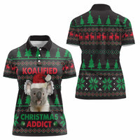 Cute Koala Women Polo Shirt Koalified Christmas Addict - Wonder Print Shop