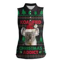 Cute Koala Women Sleeveless Polo Shirt Koalified Christmas Addict - Wonder Print Shop