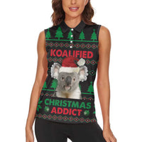 Cute Koala Women Sleeveless Polo Shirt Koalified Christmas Addict - Wonder Print Shop