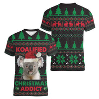 Cute Koala Women V-Neck T-Shirt Koalified Christmas Addict - Wonder Print Shop