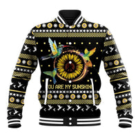 Hummingbird Sunflower Christmas Baseball Jacket You Are My Sunshine - Wonder Print Shop