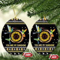 Hummingbird Sunflower Christmas Ceramic Ornament You Are My Sunshine - Wonder Print Shop
