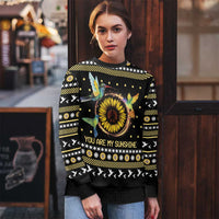 Hummingbird Sunflower Christmas Ugly Christmas Sweater You Are My Sunshine - Wonder Print Shop
