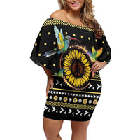 Hummingbird Sunflower Christmas Off Shoulder Short Dress You Are My Sunshine - Wonder Print Shop