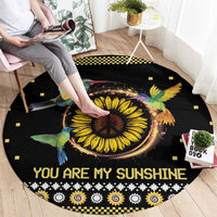 Hummingbird Sunflower Christmas Round Carpet You Are My Sunshine