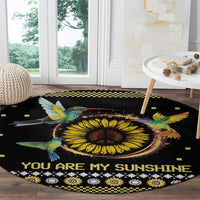 Hummingbird Sunflower Christmas Round Carpet You Are My Sunshine