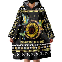 Hummingbird Sunflower Christmas Wearable Blanket Hoodie You Are My Sunshine - Wonder Print Shop