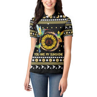 Hummingbird Sunflower Christmas Women Polo Shirt You Are My Sunshine - Wonder Print Shop