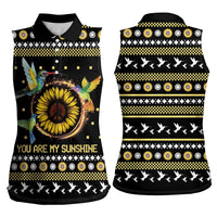 Hummingbird Sunflower Christmas Women Sleeveless Polo Shirt You Are My Sunshine - Wonder Print Shop
