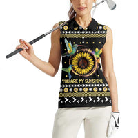 Hummingbird Sunflower Christmas Women Sleeveless Polo Shirt You Are My Sunshine - Wonder Print Shop