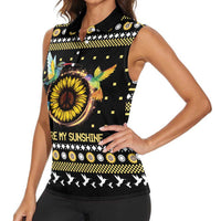 Hummingbird Sunflower Christmas Women Sleeveless Polo Shirt You Are My Sunshine - Wonder Print Shop