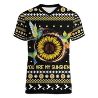 Hummingbird Sunflower Christmas Women V-Neck T-Shirt You Are My Sunshine - Wonder Print Shop
