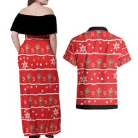 Chillin With My Gnomies Couples Matching Off Shoulder Maxi Dress and Hawaiian Shirt Merry Christmas - Wonder Print Shop