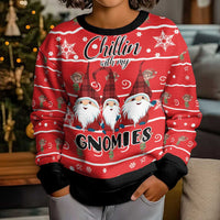 Chillin With My Gnomies Kid Ugly Christmas Sweater Merry Christmas - Wonder Print Shop
