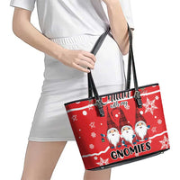 Chillin With My Gnomies Leather Tote Bag Merry Christmas - Wonder Print Shop
