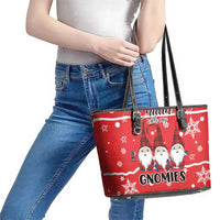 Chillin With My Gnomies Leather Tote Bag Merry Christmas - Wonder Print Shop