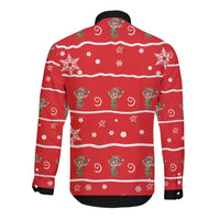 Chillin With My Gnomies Long Sleeve Button Shirt Merry Christmas - Wonder Print Shop
