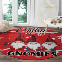 Chillin With My Gnomies Round Carpet Merry Christmas