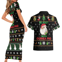 Guinea Pig Christmas Couples Matching Short Sleeve Bodycon Dress and Hawaiian Shirt Be Jolly With Guinea Pig - Wonder Print Shop