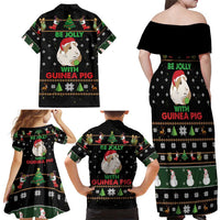 Guinea Pig Christmas Family Matching Off Shoulder Maxi Dress and Hawaiian Shirt Be Jolly With Guinea Pig - Wonder Print Shop