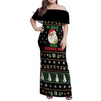 Guinea Pig Christmas Family Matching Off Shoulder Maxi Dress and Hawaiian Shirt Be Jolly With Guinea Pig - Wonder Print Shop