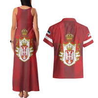 Serbia Couples Matching Tank Maxi Dress and Hawaiian Shirt Serbian Cross Eagle Tattoo