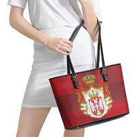 Serbia Leather Tote Bag Serbian Cross Eagle Tattoo