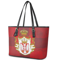 Serbia Leather Tote Bag Serbian Cross Eagle Tattoo