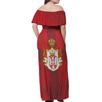 Serbia Off Shoulder Maxi Dress Serbian Cross Eagle Tattoo