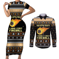 I Said I Cast Fireball Christmas Couples Matching Short Sleeve Bodycon Dress and Long Sleeve Button Shirt I Said I Cast Fireball - Wonder Print Shop