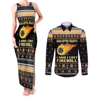 I Said I Cast Fireball Christmas Couples Matching Tank Maxi Dress and Long Sleeve Button Shirt I Said I Cast Fireball - Wonder Print Shop