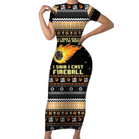 I Said I Cast Fireball Christmas Short Sleeve Bodycon Dress I Said I Cast Fireball - Wonder Print Shop