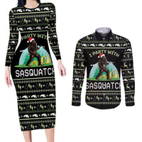 I'm Party With Sasquatch Camping Couples Matching Long Sleeve Bodycon Dress and Long Sleeve Button Shirt I'm Party With Sasquatch - Wonder Print Shop