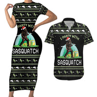 I'm Party With Sasquatch Camping Couples Matching Short Sleeve Bodycon Dress and Hawaiian Shirt I'm Party With Sasquatch - Wonder Print Shop