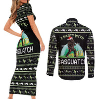 I'm Party With Sasquatch Camping Couples Matching Short Sleeve Bodycon Dress and Long Sleeve Button Shirt I'm Party With Sasquatch - Wonder Print Shop