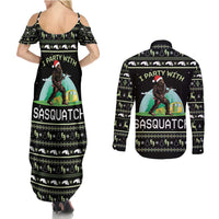 I'm Party With Sasquatch Camping Couples Matching Summer Maxi Dress and Long Sleeve Button Shirt I'm Party With Sasquatch - Wonder Print Shop