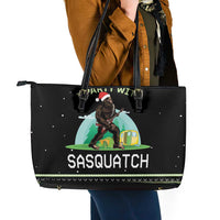 I'm Party With Sasquatch Camping Leather Tote Bag I'm Party With Sasquatch - Wonder Print Shop