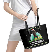 I'm Party With Sasquatch Camping Leather Tote Bag I'm Party With Sasquatch - Wonder Print Shop