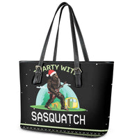 I'm Party With Sasquatch Camping Leather Tote Bag I'm Party With Sasquatch - Wonder Print Shop