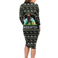 I'm Party With Sasquatch Camping Long Sleeve Bodycon Dress I'm Party With Sasquatch - Wonder Print Shop