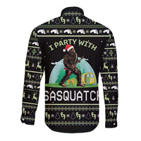 I'm Party With Sasquatch Camping Long Sleeve Button Shirt I'm Party With Sasquatch - Wonder Print Shop