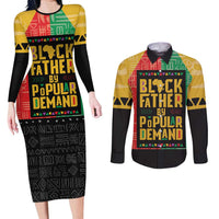 Black Father By Popular Demand African Couples Matching Long Sleeve Bodycon Dress and Long Sleeve Button Shirt - Wonder Print Shop