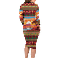 African Heritage and Celebrated Christmas Long Sleeve Bodycon Dress - Wonder Print Shop